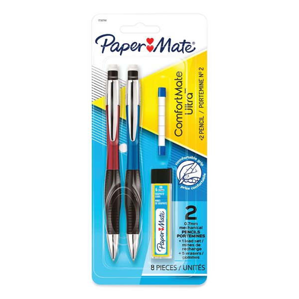 Paper Mate Mechanical Pencil, 0.7mm, Asst Barrel, PK2 1738796